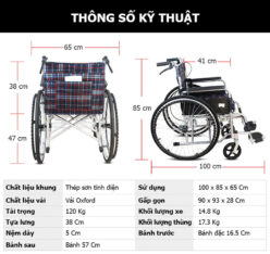 Xe lăn tay có nệm Nikita S213-5CR